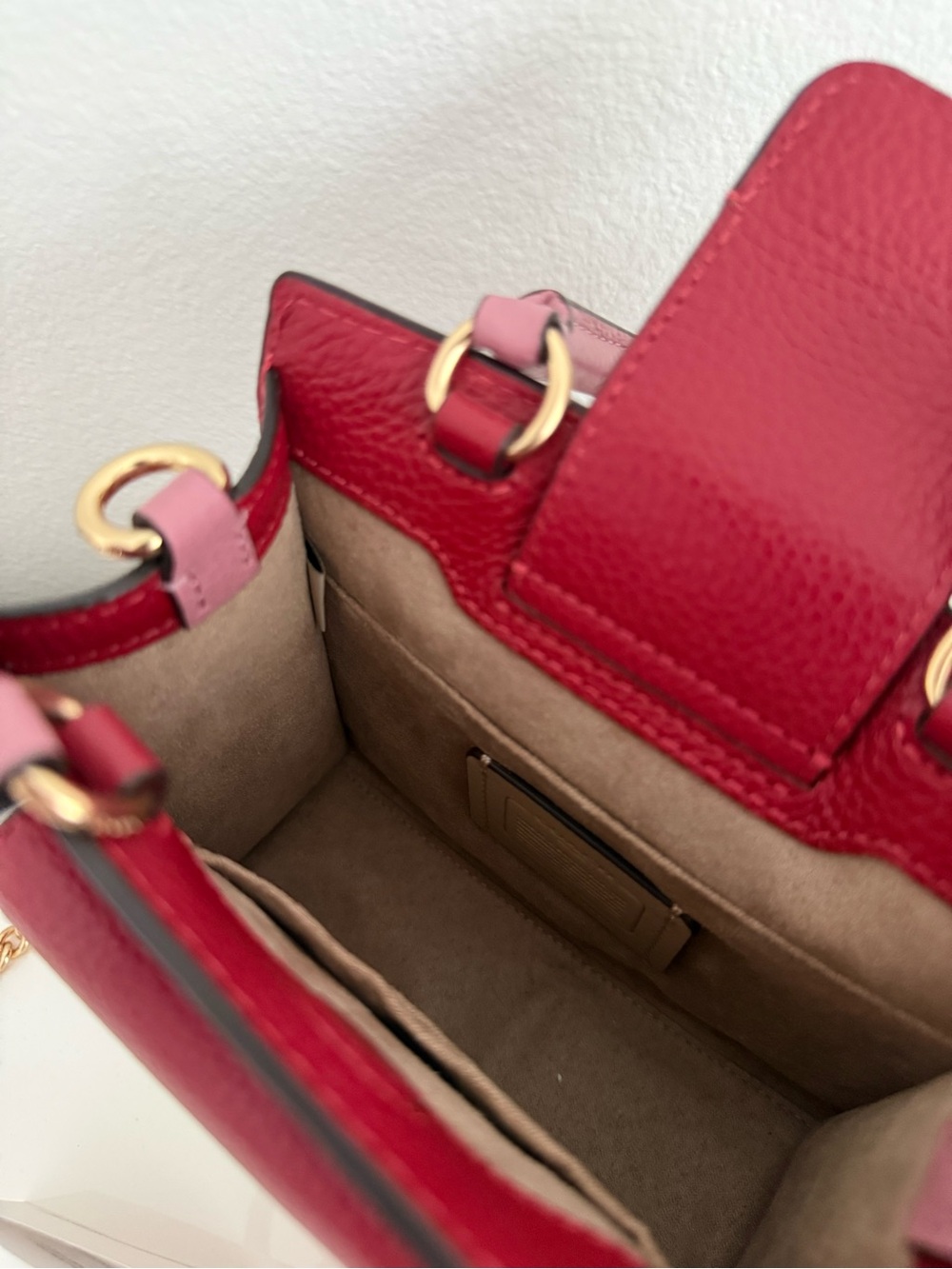 Coach Pink and Red Colorblock Mini Purse - Picture 7 of 11